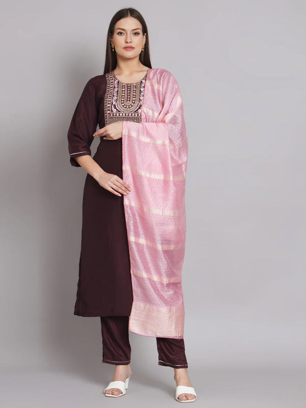 Purple Silk Blend Pant Suit 192059